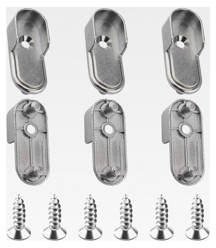6 Stück Kleiderstangenhalterung, 15mm Halterungen mit Schrauben für Schrankrohre