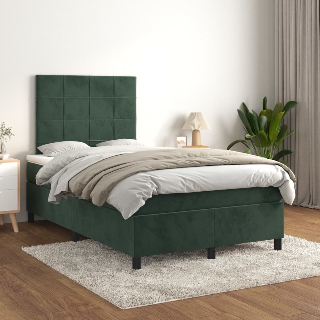 Maison Exclusive - Boxspringbett mit Matratze Dunkelgrün 120x200 cm Samt