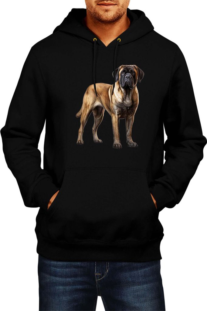 Herren Kapuzenpullover Dogs Breeds English Mastiff Dog Breed 005, Man 2XL / Schwarz