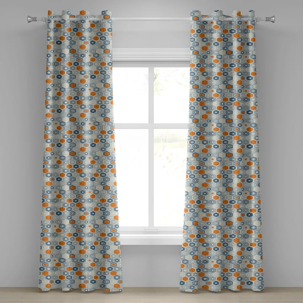 Rideaux décoratifs à 2 panneaux ABAKUHAUS au style géométrique délavé