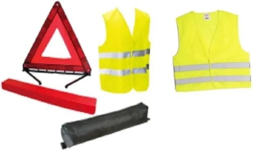 Set Emergenza Stradale HTC: Triangolo Segnalazione + 2 Gilet XL
