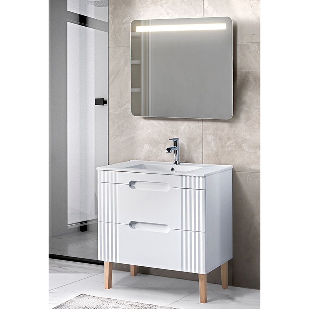 Waschtisch 80cm in weiß, LED-Spiegel, FAIRFIELD-56