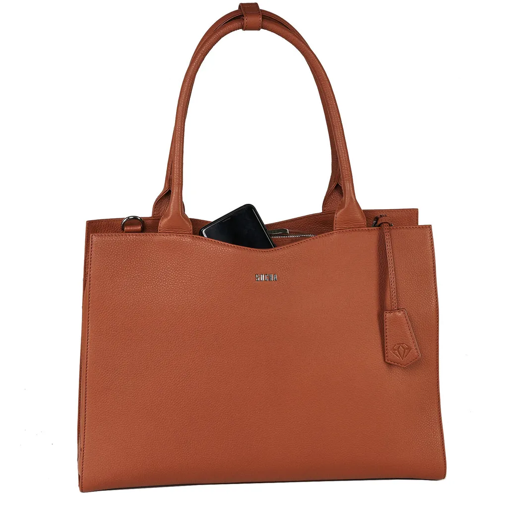Sac business en cuir Cognac 15.6" Diamond Edition avec finitions premium