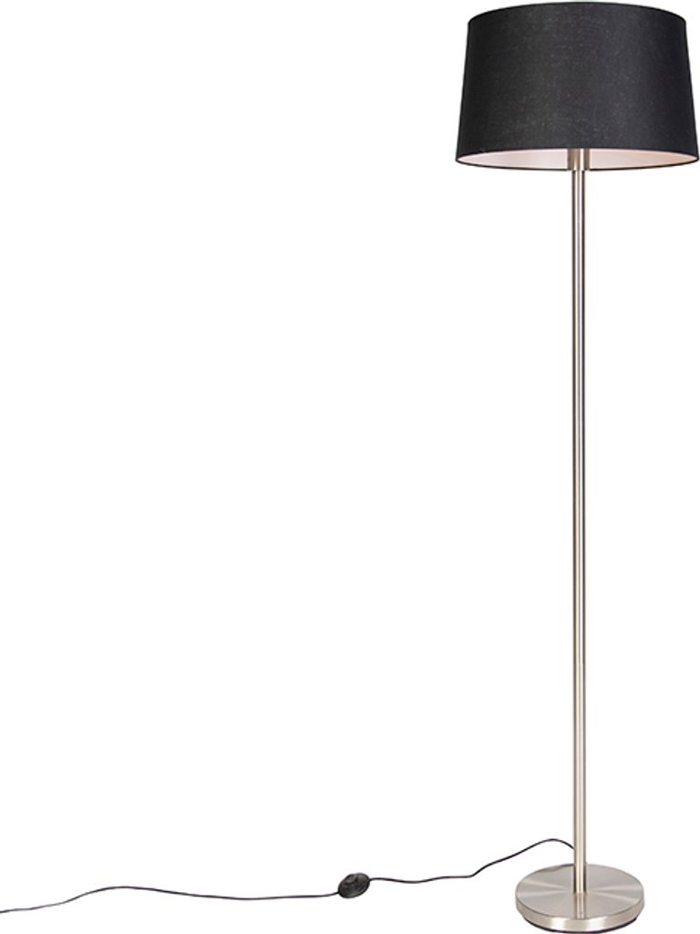 Moderne Stehlampe Stahl mit Schwarzem Schirm 45 cm Simplo Produktbild 
