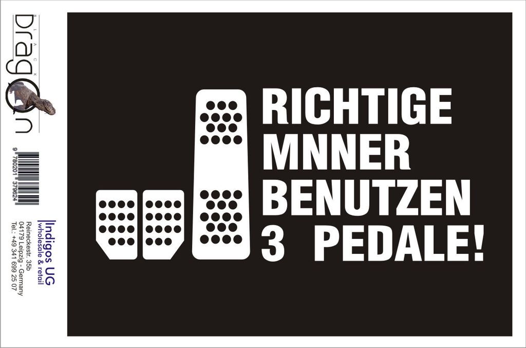 Aufkleber / Autoaufkleber - JDM / Die cut / Auto / OEM - Richtige Männer benutzen 3 Pedale! - 200x90mm schwarz - Heckscheibe / Heckscheibenaufkleber