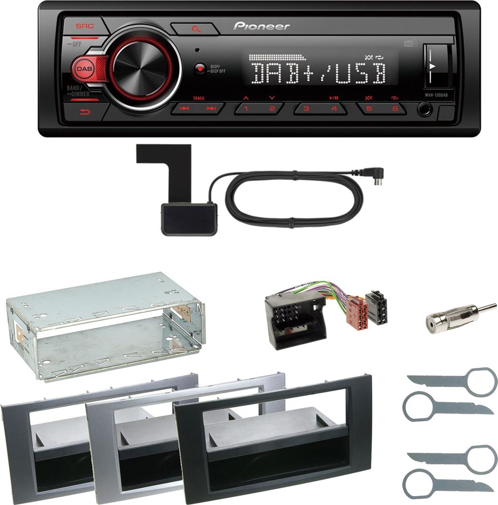 Pioneer MVH-130DAB Digitalradio USB Einbauset für Ford Produktbild 