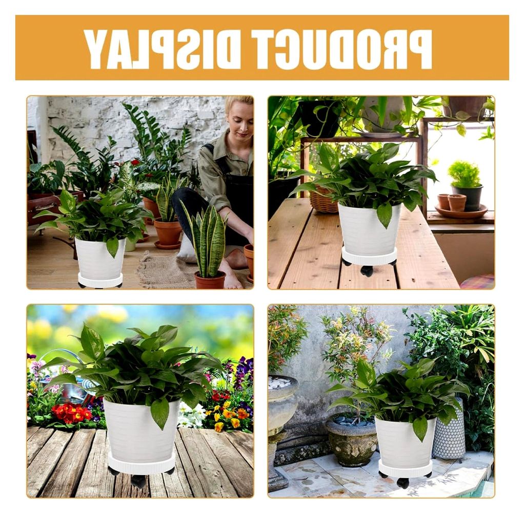 Blumentopfständer mit Rollen und wetterfestem Pflanzentablett für Balkon, Terrasse und Innenräume