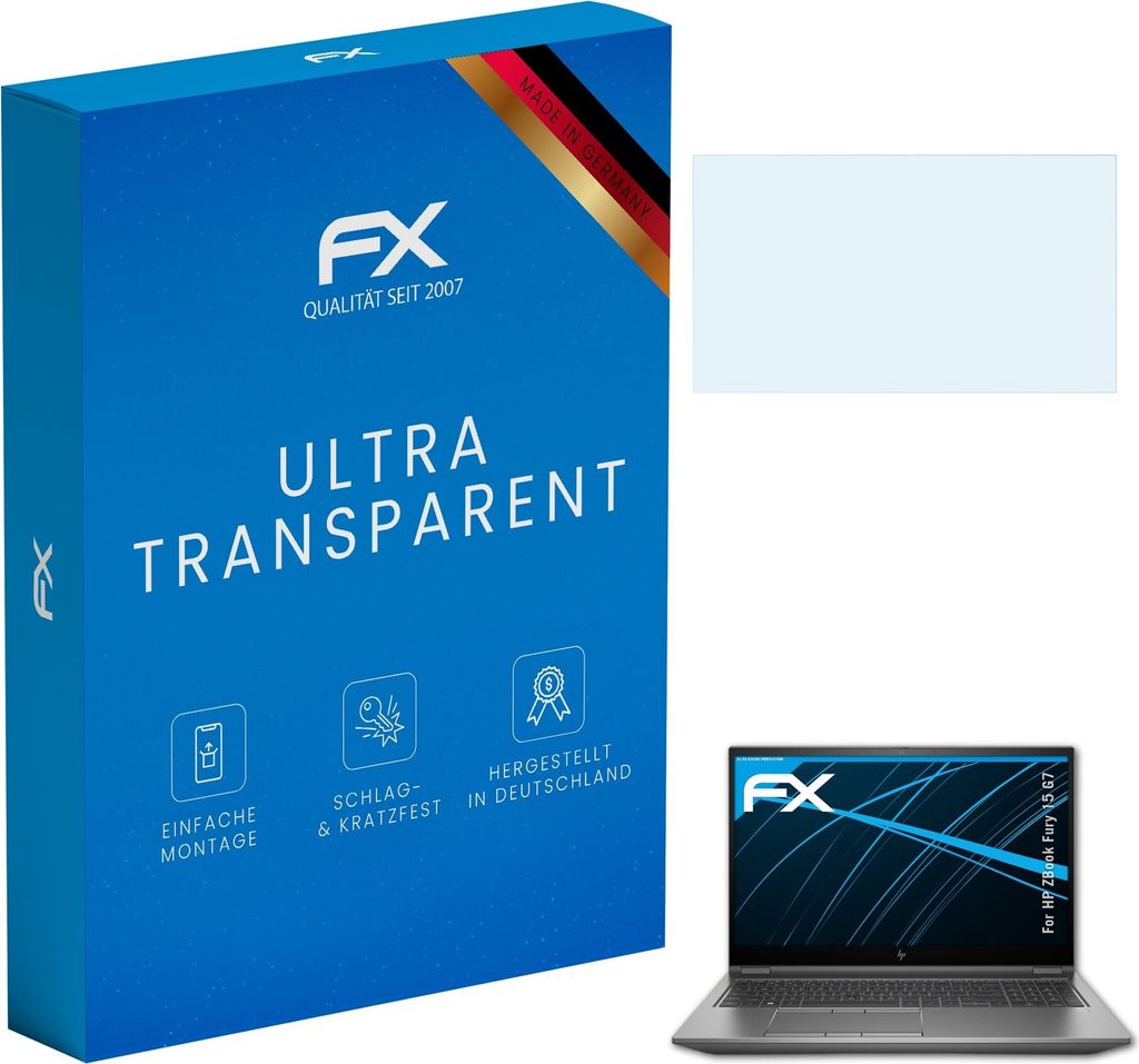 atFoliX FX-Clear 2x Schutzfolie kompatibel mit HP ZBook Fury 15 G7 Displayschutzfolie