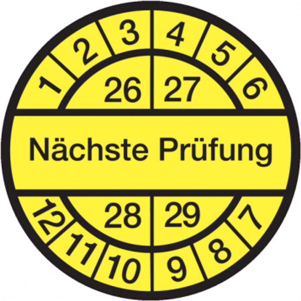 Dreifke Aufkleber Prüfplakette, Nächste Prüfung, gelb/schwarz, Folie, Ø 30 m...