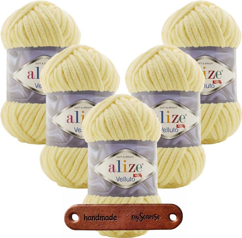 5 x ALIZE Velluto 13 Light Yellow mit Label