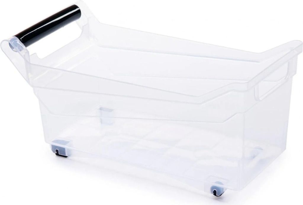 Contenitore in plastica con maniglie e ruote - trasparente Immagine del prodotto 