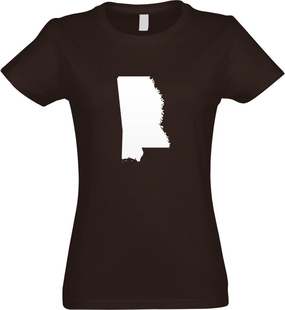 Kiwistar - T-Shirt tailliert - Damen - Chocolate - USA - Bundesstaat - Mississippi - mit Motiv Bedruckt - Funshirt Design - Sport - Freizeit - Dame...