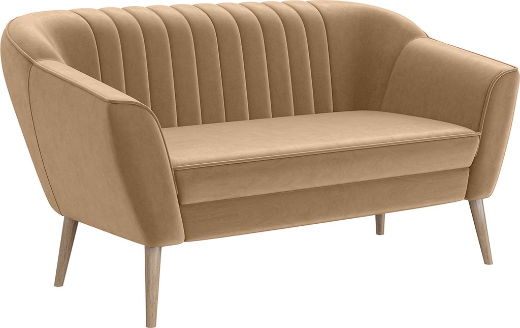 MEBLINI Mini Sofa 2-Sitzer für Wohnzimmer - Mini Lounge für zwei Personen - Küchensofa - Sofa Klein - KAIA - 2 - Beige Samt