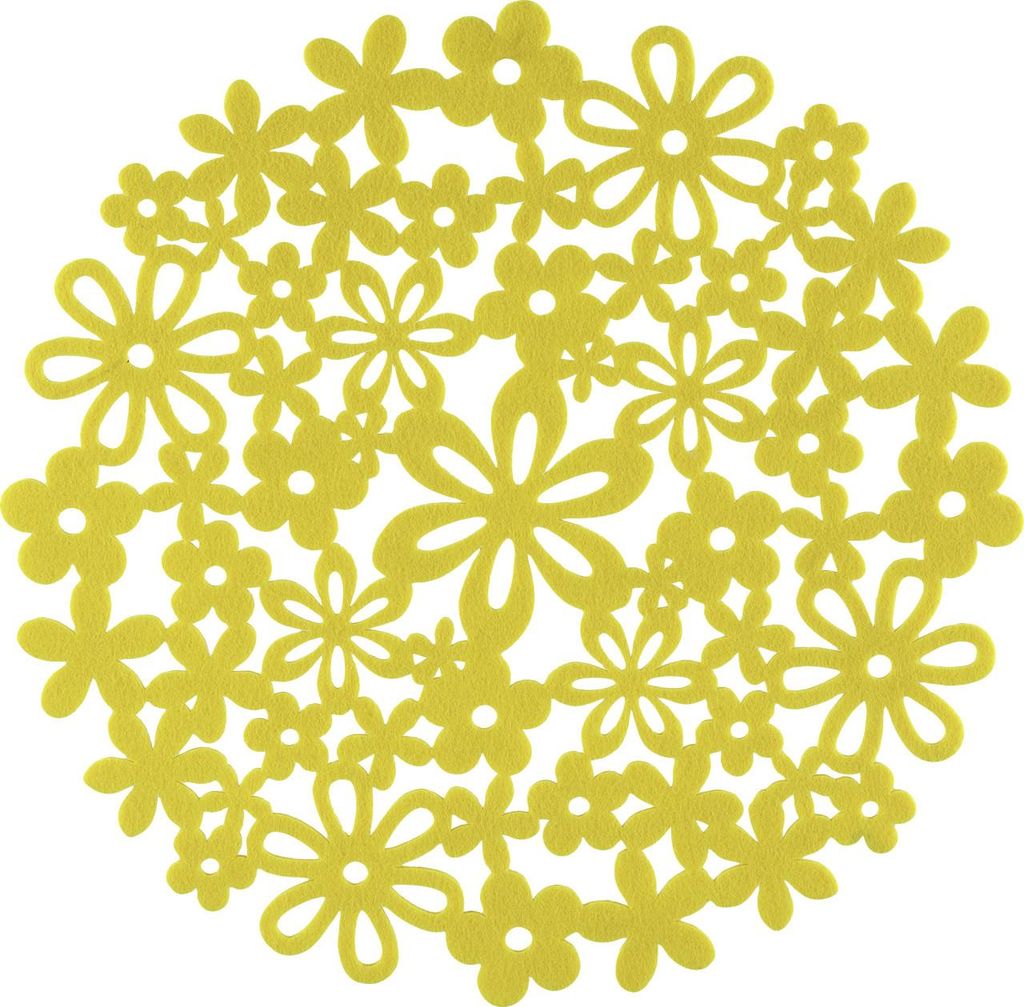 Platzset Ostern Blumenmuster Filz Ø 33 cm gelb