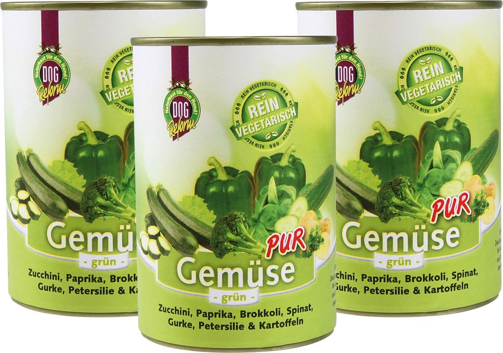 3 x 410 g - Schecker Nassfutter - 100% Gemüse PUR - grün - getreidefrei - kalorierenarm - Diätfutter