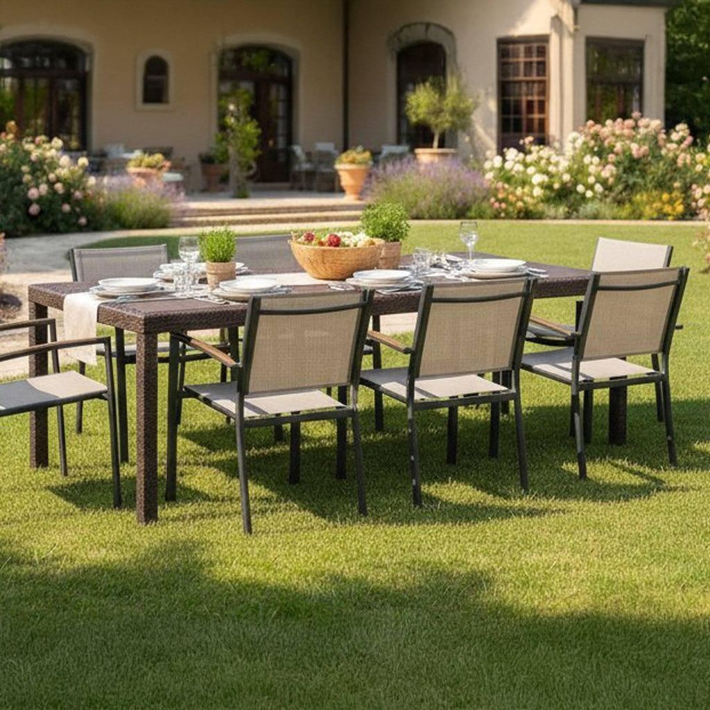 Gartentisch Dmains, Rechteckiger ausziehbarer EssRegal, Produktbild 