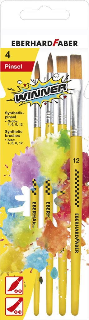 EBERHARD FABER Synthetikhaarpinsel-Set WINNER 4-teilig