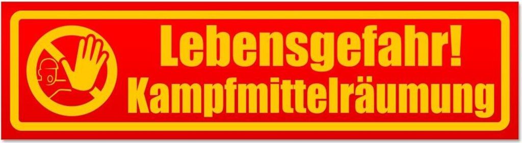 Kiwistar - Autoaufkleber - Rot - 20 x 5,3 cm - Lebensgefahr! Kampfmittelräumung - Hinweis Aufkleber Sticker für Auto, Kfz, Fahrrad, PKW, LKW