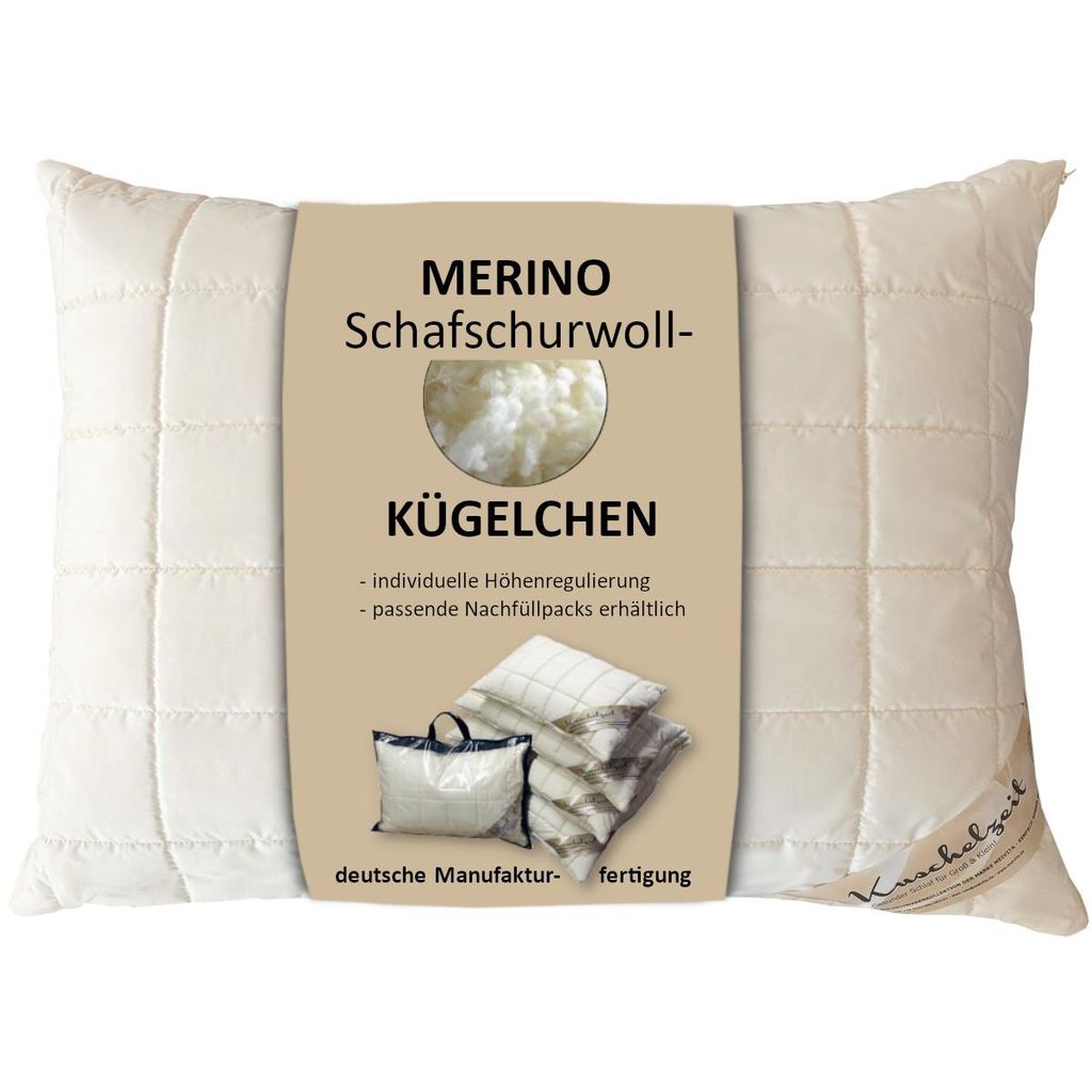 Merino Schafschurwolle Kopfkissen Kuschelzeit  in 60x80 cm Produktbild 