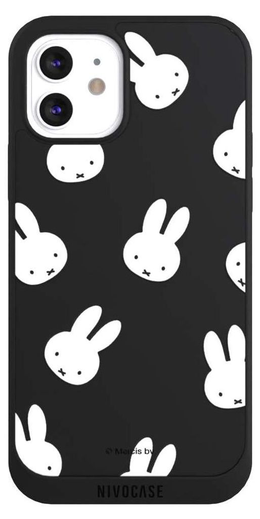 NIVOCASE Handyhülle für Apple iPhone 12 Hülle NIVOpure Case Schwarz Muster transparent Miffy