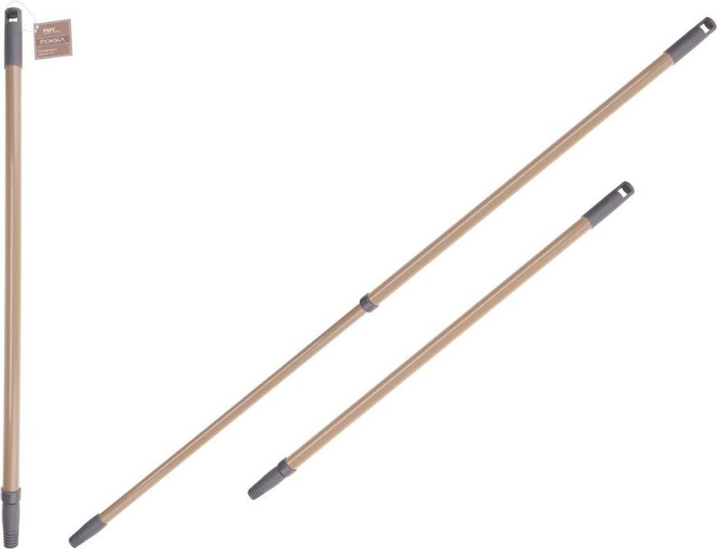 Teleskopstiel, Universalstiel 122 cm, mokkafarben, für Besen, Mopp, Bürste, grau-beige, mit Aufhängeschlaufe
