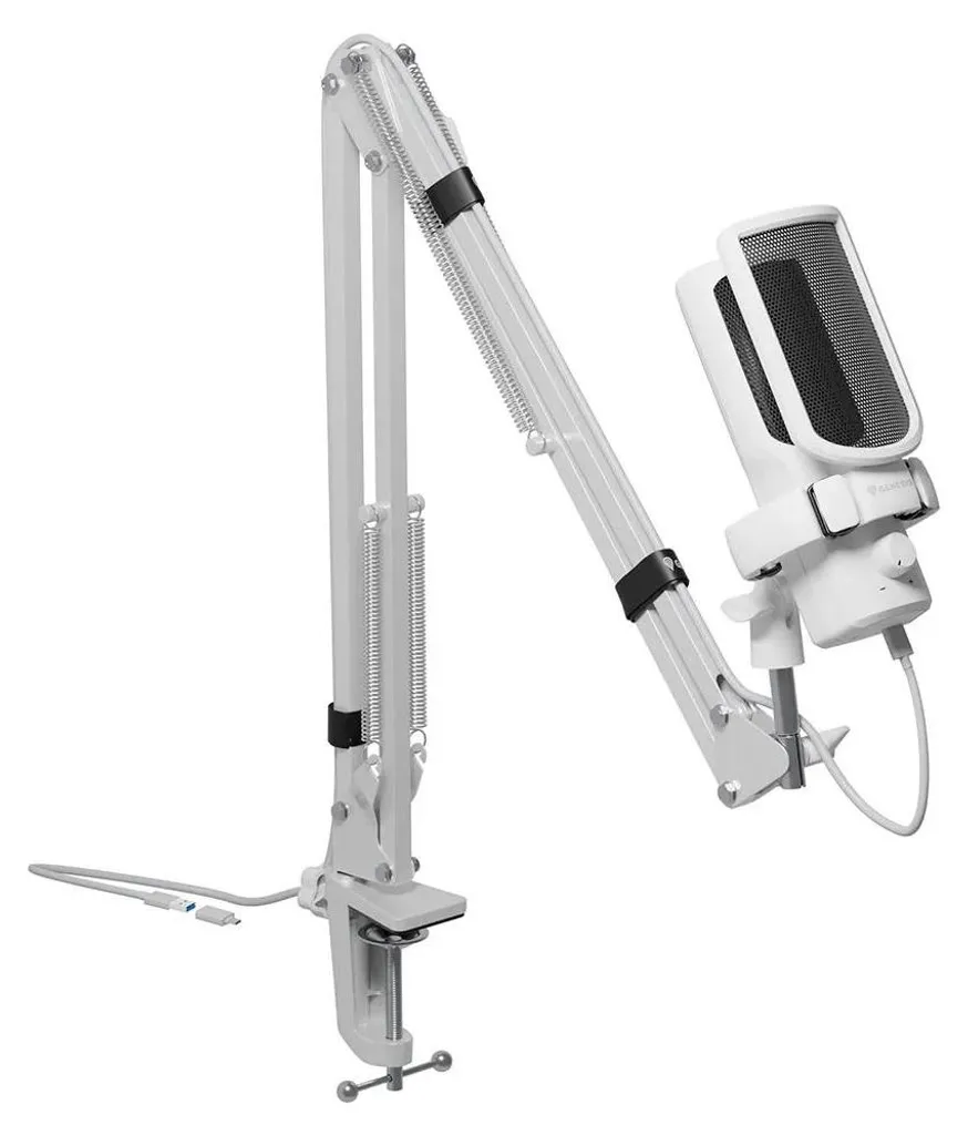 Microphone USB Genesis Radium 251 blanc avec trépied et filtre pop