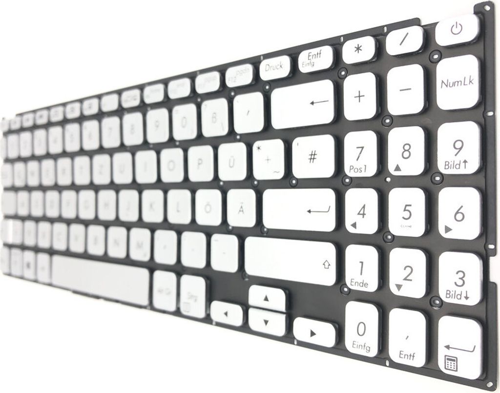 DEUTSCHE - Tastatur Keyboard Silber Ohne Rahmen kompatibel für Asus VivoBook 15 F512FL-EJ761T