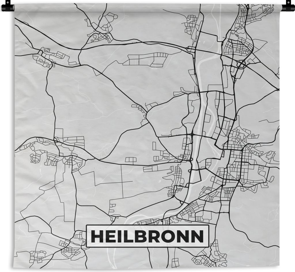 MuchoWow Wandteppich Wandbehang Karte - Stadtplan - Deutschland - Heilbronn 60x60 cm Tapisserie Dekoration Wandtuch - Dekorationen - Wand Decke