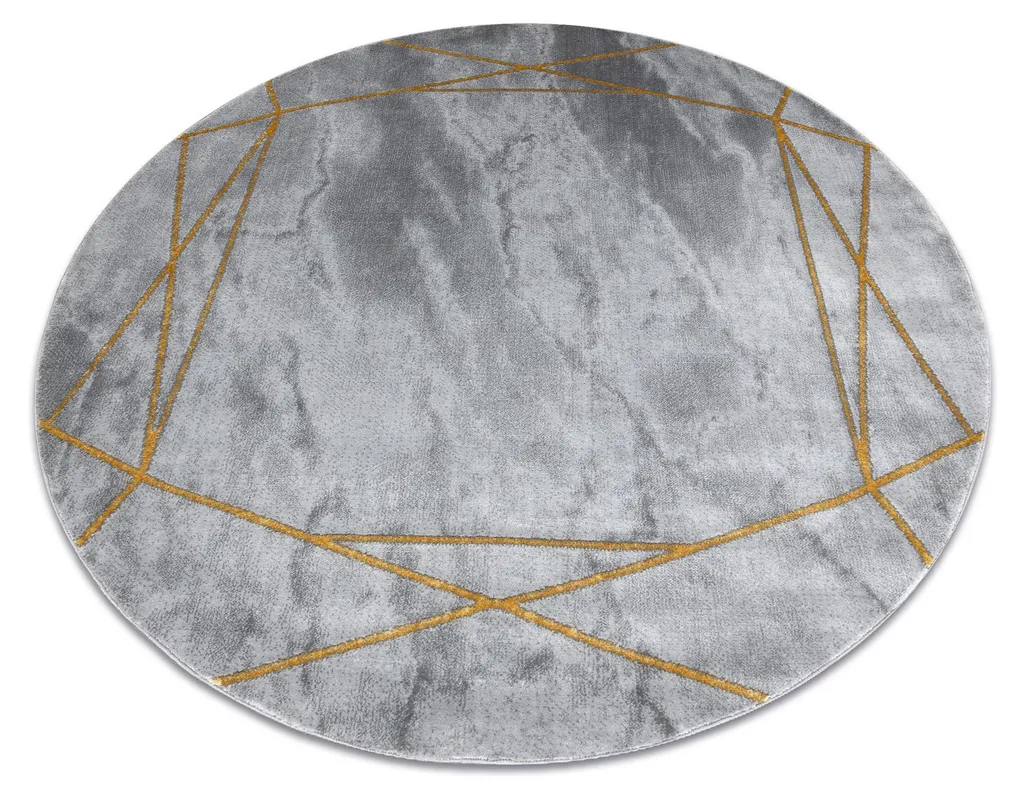 Tapis cercle géométrique gris et or EMERALD 1022 glamour élégant 120cm