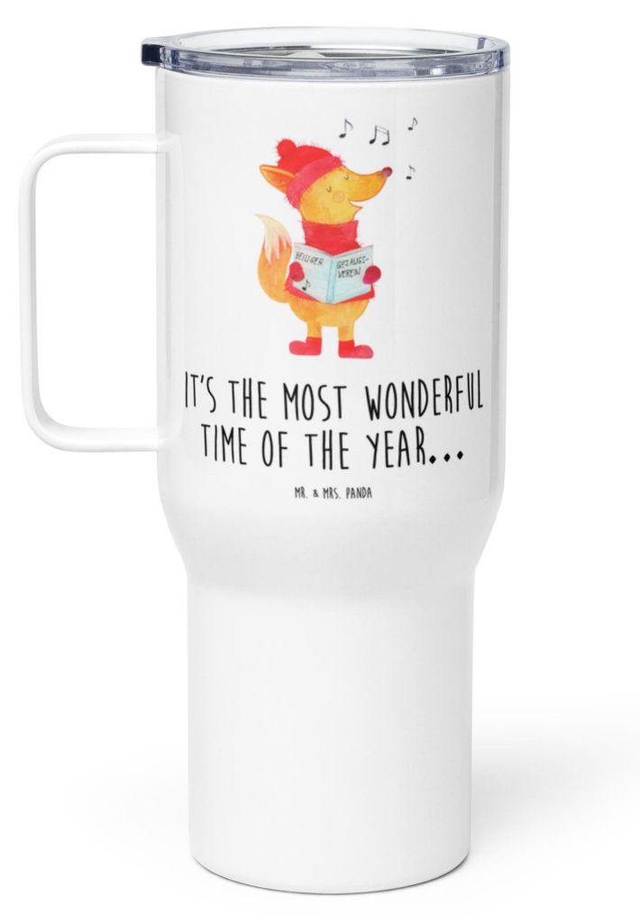 Mr. & Mrs. Panda Thermobecher Fuchs Sänger - Weiß - Geschenk, Kaffee-Thermobecher, Weihnachten, Heiligabend, Teetasse, thermosbecher, Kaffee-to-g...
