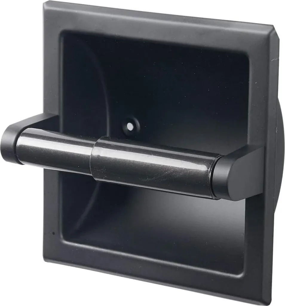 Étagère de salle de bains encastrée noire mate en acier robuste 50cm