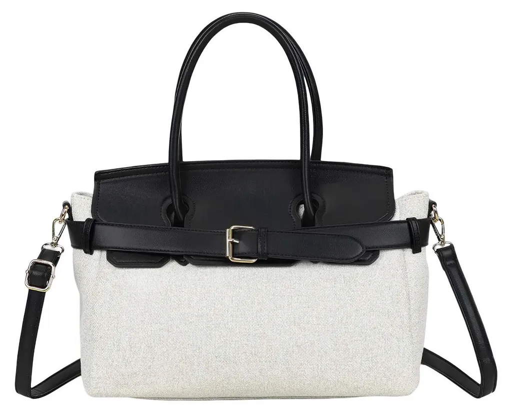 Sac de soirée mini en toile pour femme, look chic et boucle, Noir