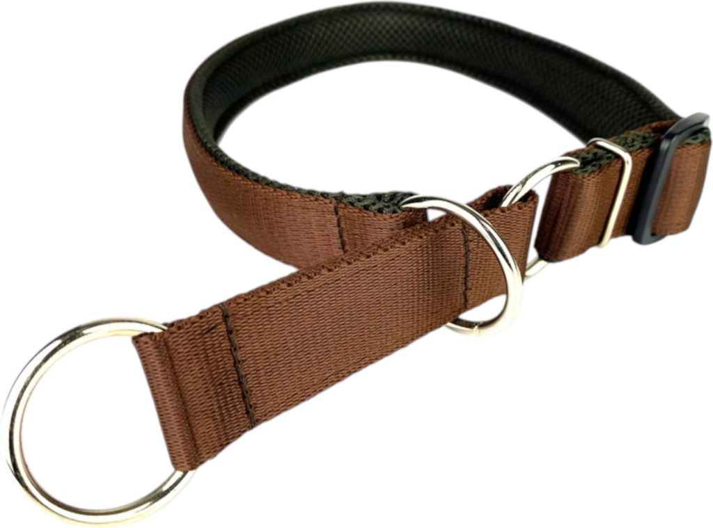 Hundehalsband Zugstopphalsband 30 mm Braun Anti-Zug-Halsband Verstellbar Gepolstert Weiches Nylon