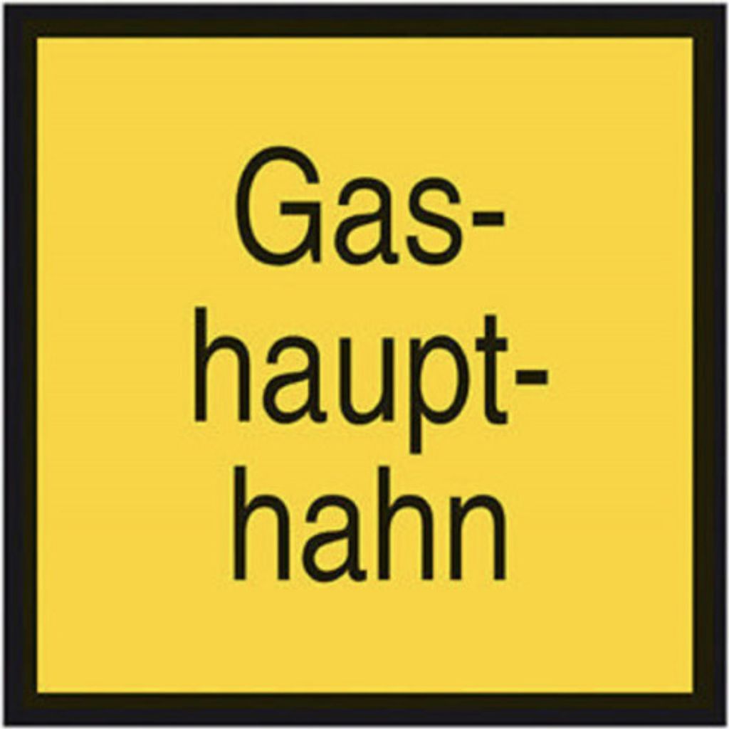 Schild Gashaupthahn Kunststoffplatte 200x200 mm Gasleitung Kunststoff
