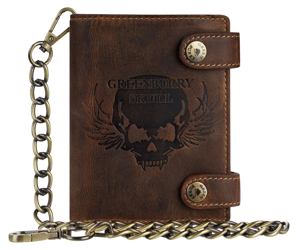 GREENBURRY Geldbörse Vintage Wallet With Chain Brown Skull Produktbild 