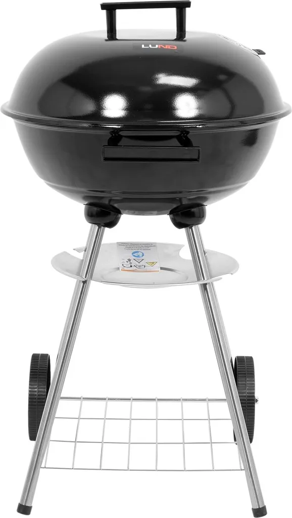 Grill à charbon de bois 41 cm - Barbecue boule noir avec couvercle émaillé