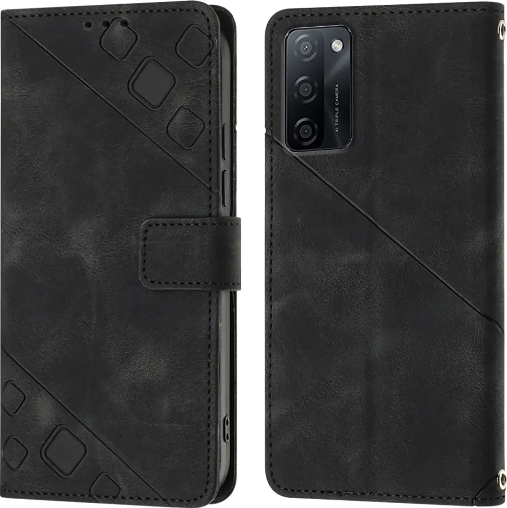 Cover Portafoglio OPPO A55S 5G Nera | Custodia Flip Pelle con Stand