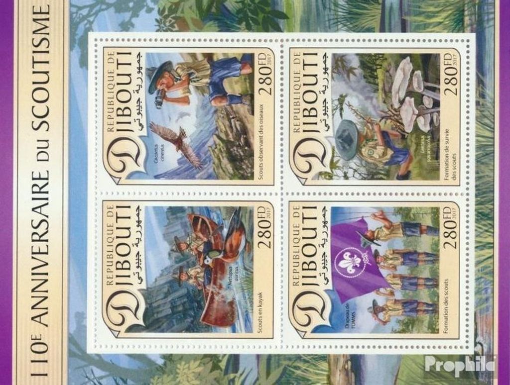 Briefmarken Dschibuti 2017 Mi 1528-1531 Kleinbogen (kompl. Ausg.) postfrisch Pfadfinder