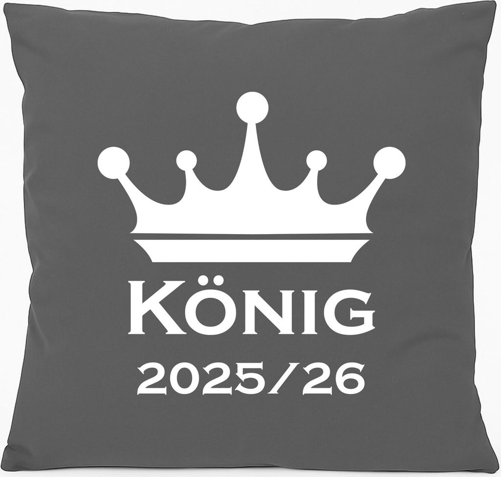 Huuraa Sofakissen König 2025/26 Schützenkönig Geschenk 40x40cm mit Füllung Steel Grey Baumwolle König 2025/26 Mitbringsel