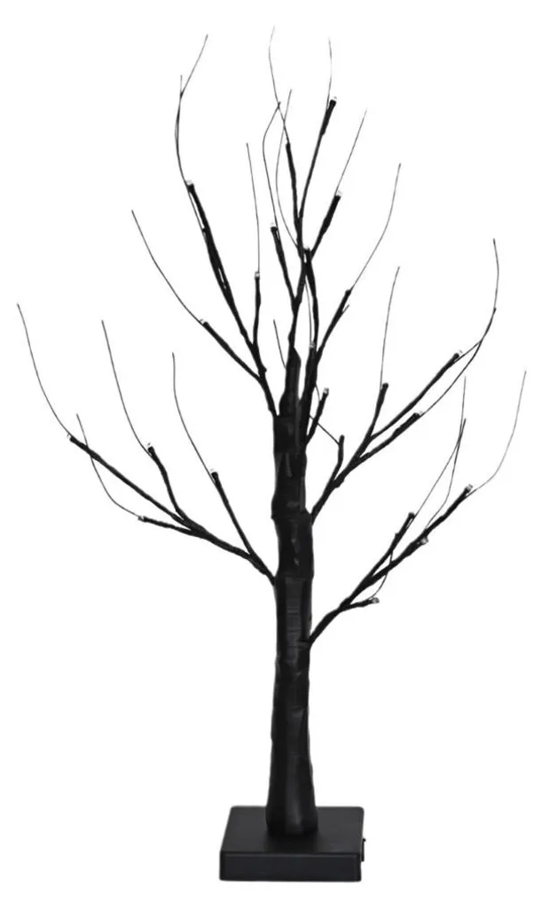 Arbre Halloween Noir 0,6m à 24 LED Orange USB pour Ambiance Terrifiante