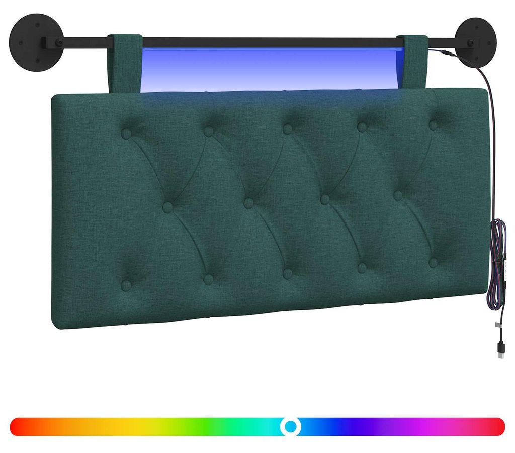 vidaXL Hängendes Kopfteil Mit LED Licht Dunkelgrün Stoff