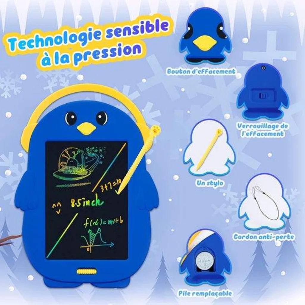 Doodle Board enfant avec écran LCD couleur et bouton d'effacement rapide