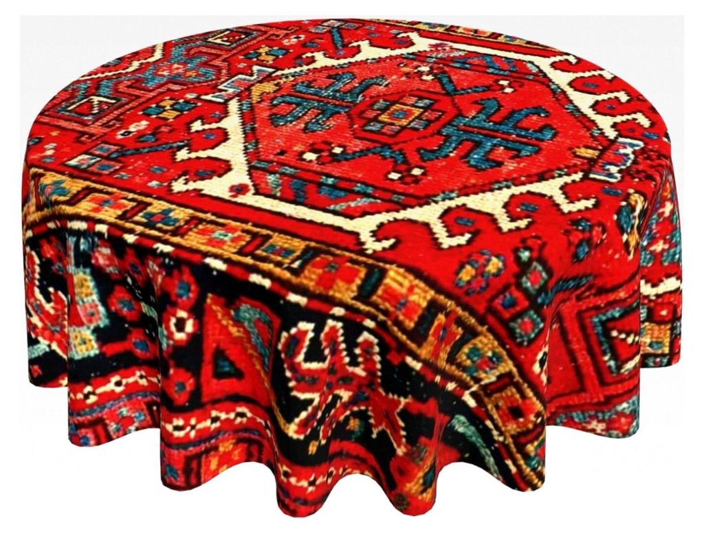 Wachstuch mit antikem orientalischem türkischem Muster in Rot, glatte Tischdecke, pflegeleicht, Tischwäsche, 152 cm für Garten, Indoor, Picknick