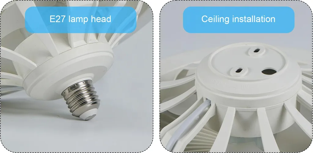Lampe ventilateur plafond E27 multi-usage avec 3 modes de ventilation - 5