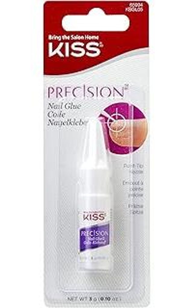 KISS Nagelkleber PRECISION mit Dosierspritze 3g – Schnelltrocknender Nagelkleber zum Aufkleben und Reparieren von Kunstnägel - transparent