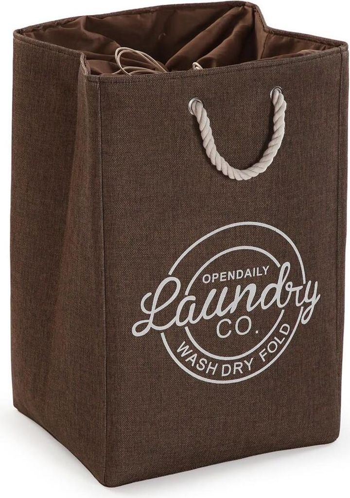 Korb für schmutzige Wäsche Versa Braun Polyester PVC Metall EVA 30 x 55 x 36 cm