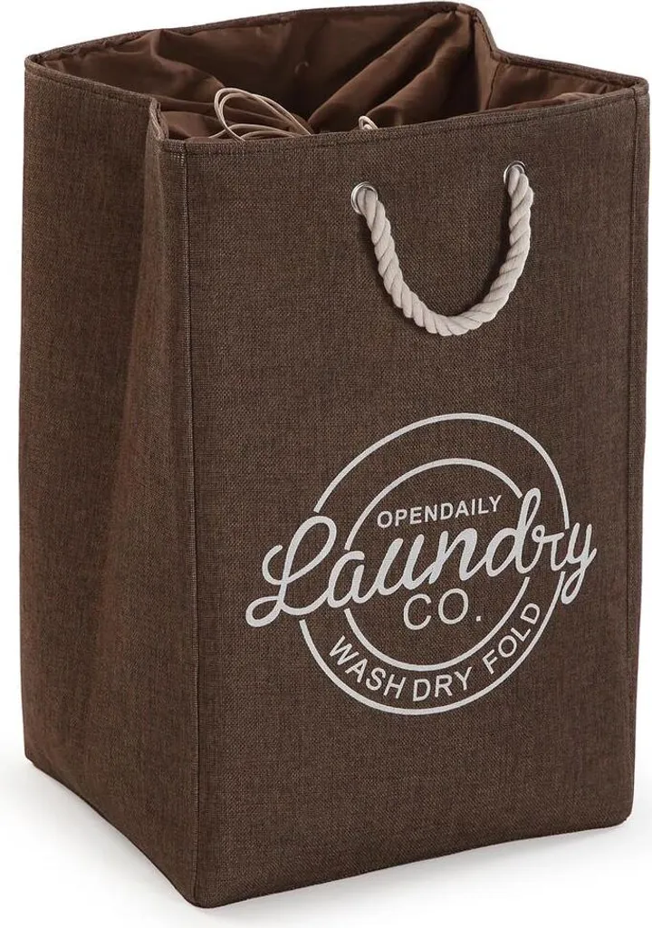 Bac à Linge Marron 55 cm en Métal et Polyester Résistant avec EVA