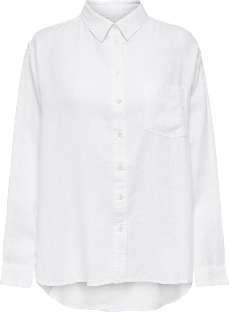 ONLY Oversized Leinen Basic Hemd Bluse Langarm Business Tunika Shirt ONLTOKYO Größe: M