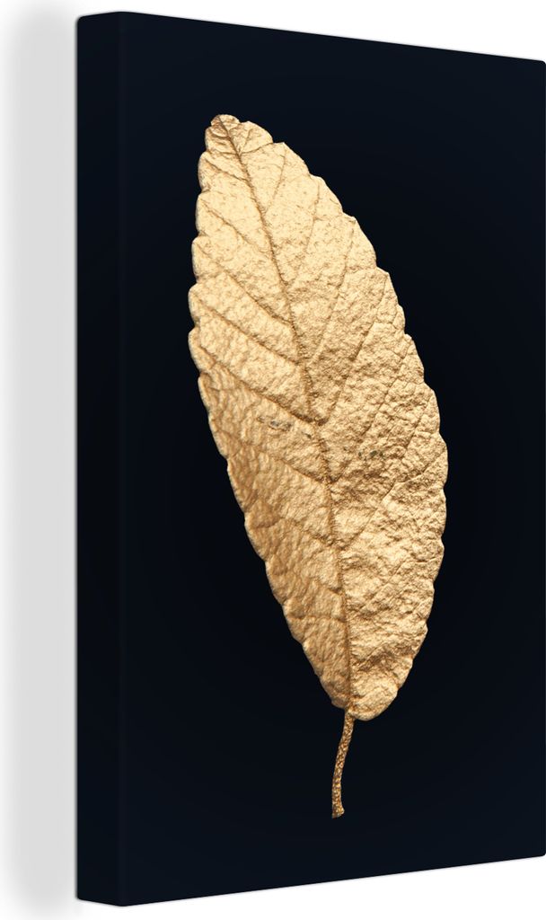 OneMillionCanvasses - Leinwandbilder - 90x140 cm, Schwarz und Gold - Blätter - Schwarz - Pflanzen - Luxus, Wandbilder Kunstdruck Wanddekoration ...