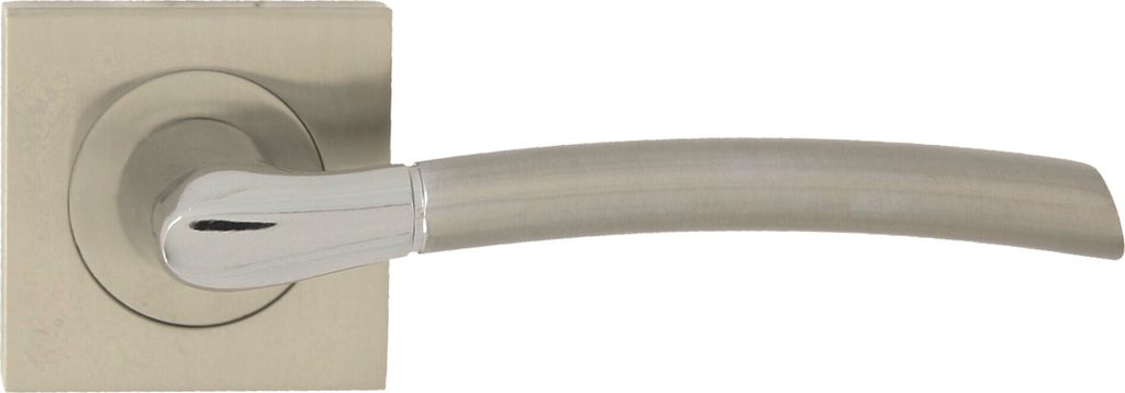 DOMINO Türgriff ohne Schlossrosette | quadratische Rosette | Türklinke für Zimmertür, Bürotür | Türbeschläge aus Aluminium |Chrom/Nickel |P...